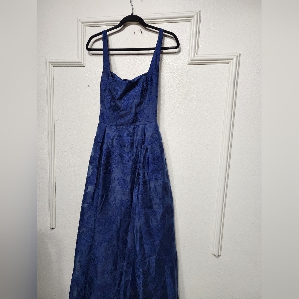 Lulus Perfected Aura Navy Jacquard Tie-Back Maxi Dress with Pockets Wedding Prom - Picture 7 of 11